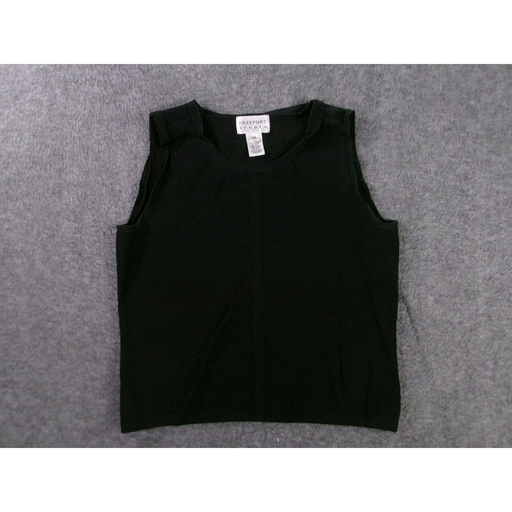 Freeport Studio Top Womens XS Black Sleeveless Knit Shell Rayon Layering LL Bean